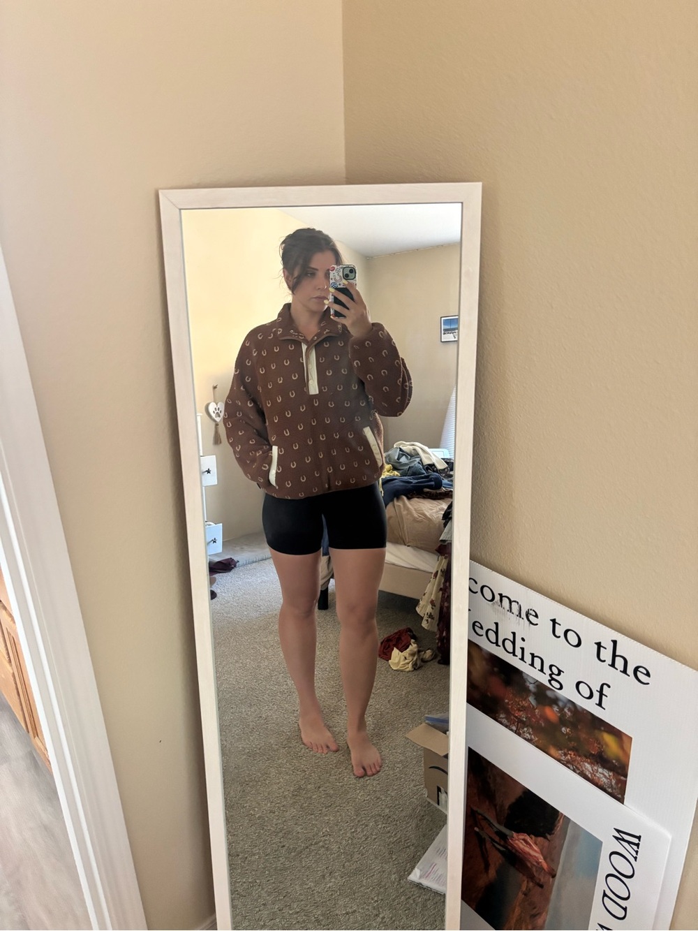 Brown horseshoe-patterned double-lined fleece- Wrangler